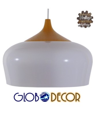 GLOBOSTAR® VILI 01260 Μοντέρνο Κρεμαστό Φωτιστικό Οροφής με Ντουί 1 x E27 AC 220-240V IP20 - Λευκό & Μπεζ - Μ35 x Π35 x Υ27cm